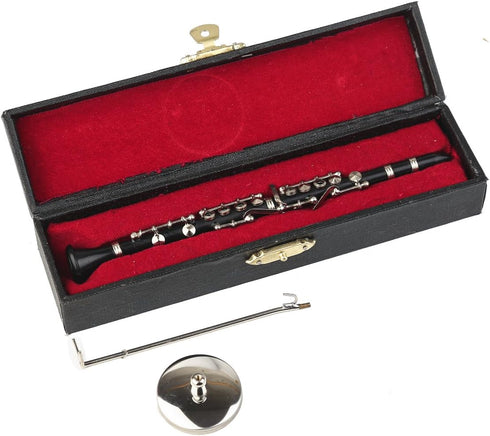 Dselvgvu (6.25" Miniature Clarinet with Stand and Case Mini Musical Instrument Replica Collectible Figurines Dollhouse