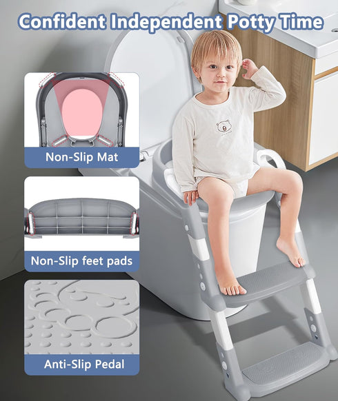 JPart Potty Training Seat With Step Stool Ladder,Toddler Potty Seat For Kid Boys Girls,Toilet Training Seat With Splash