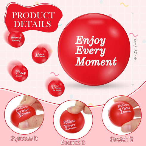 Poen 120 1.57 Inch Pcs Motivational Stress Balls for Adults Bulk Stress Relief Balls Foam Squeeze Toys