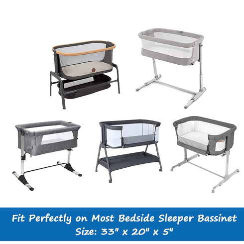 Bassinet Sheets for Baby Boy Girl, Silk Bassinet Sheets for Mika Micky, Baby Delight, Dream On Me, Baby Joy (Grey)
