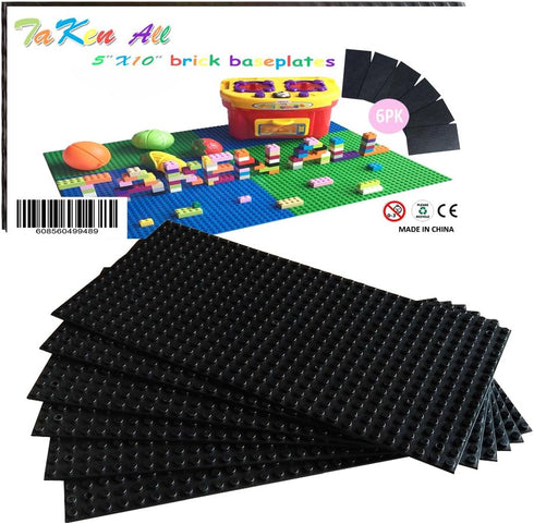 Taken All Building Bricks Block Base Plates - Black 6 Pack of 5 x 10" Baseplates