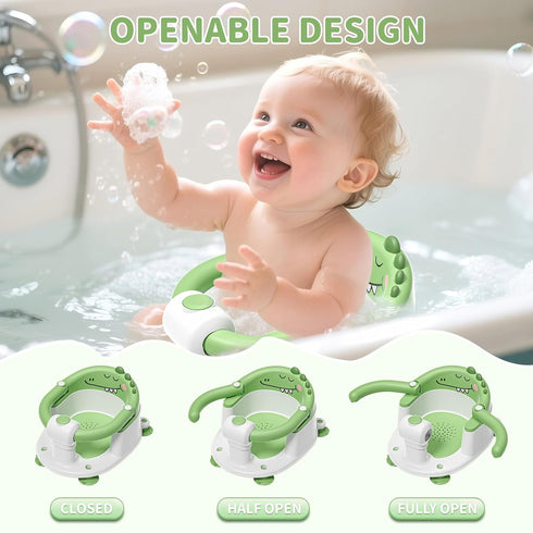 TPN 6 5 Baby Bath Seat for Babies Months & Up, Non-Slip Toddler Bath Seat with PCS Waterproof Emoji Stickers, Portable