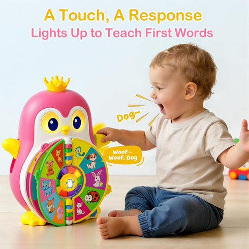 1 1-3 5 12-18 1st ToddlerCley Musical Penguin Toys for Year Old Girl Gifts, Learning Educational Baby Toys for Year