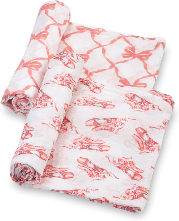 LollyBanks Baby Blanket, 100% Cotton Muslin Swaddle Blankets for Girls, Large 47