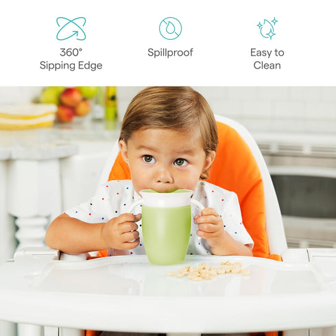 6 360 7 2 Pack, Munchkin Sippy Cup for Month Old and Up, Spill Proof Miracle Toddler Cups with Transition Handles