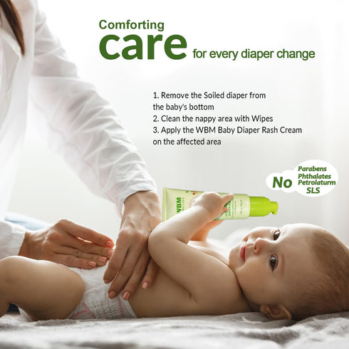 2.82 oz WBM Diaper Rash Cream | Baby Rash Relief Ointments Cream | Cruelty-Free, Hypoallergenic, Soothing, Moisturizing
