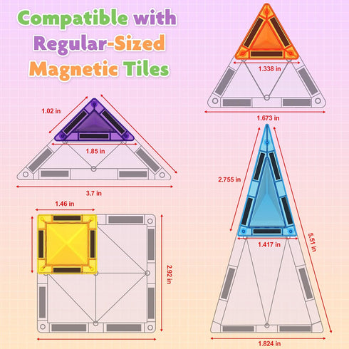 Magnetopia 56 Set 3+, Mini Magnetic Tiles with Iron Box, PCS Travel Magnetic Tiles, STEM Educational Building
