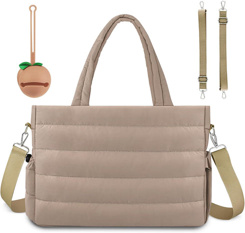 KUBYA Diaper Bag Tote, Puffer Diaper Tote Bags for Women Lightweight Travel