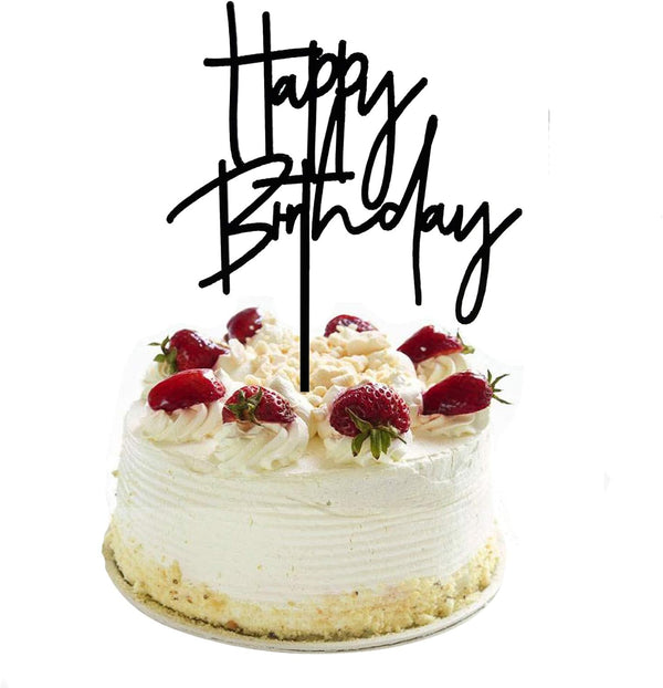 DIY Black Acrylic Happy Birthday Cake Topper