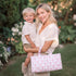 Shinylin Diaper Caddy Organizer with Pink Bow Portable Nursery Storage Basket with Handles and Removable Dividers Cute
