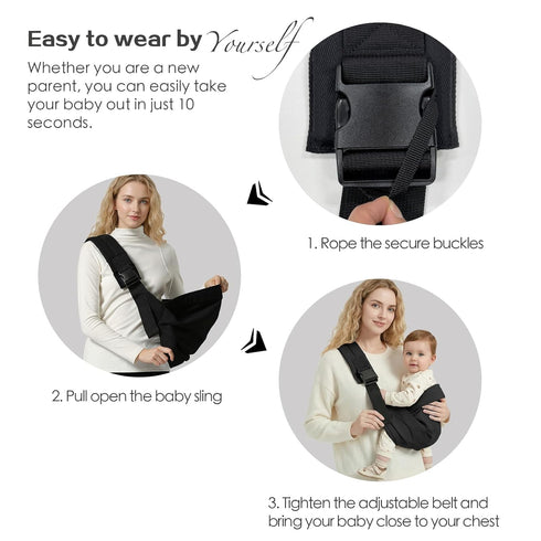 Strap(7-30lbs), MISSWISDOM Baby Sling Carrier, Toddler Carrier Sling with Double Safety Buckle and Adjustable Shoulder