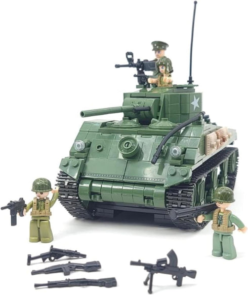 General Jim's Military Themed WW2 Building Blocks Tank Set, Sherman Tank for World War 2 Enthusiasts