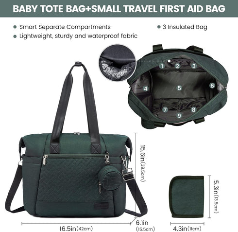 Spacious LOVEVOOK Waterproof Diaper Bag Tote with Changing Pad - Ideal for Travel
