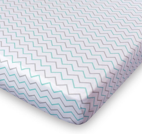 Chevron Blue/Grey Fitted Jersey Cotton Crib Sheet by Ziggy Baby