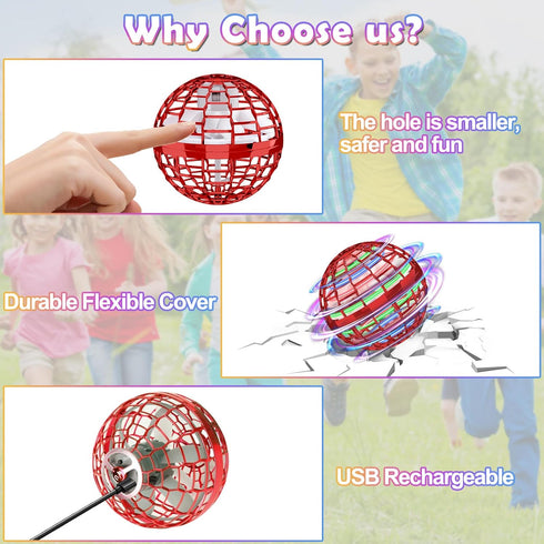 Flying Orb Ball Toy, 2024 Upgraded Boomerang Hover Ball Fidget Spinner for Kids, Cool Outdoor Gift for 6-10+ Year Olds