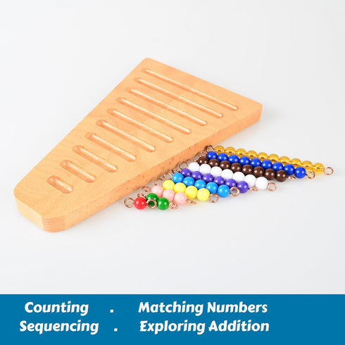 BOHS Montessori Bead Stair Set, 1-10 Counting with Sorting Tray, Compact Educational Toy for Preschool Learning