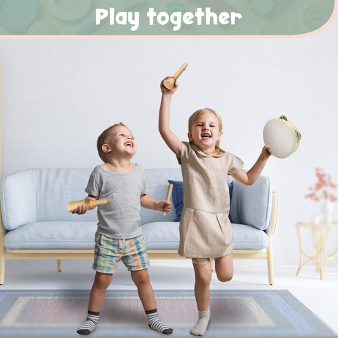 Stoie's Wooden Toddler Musical Instruments with Xylophone, Maracas, Triangle, Tamburine for Babies and Kids, Eco