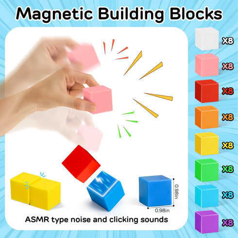TOY Life 64 Pcs Magnetic Blocks - Magnetic Building Blocks for Toddlers Age 3-5, Learning Building Toys for Kids Ages