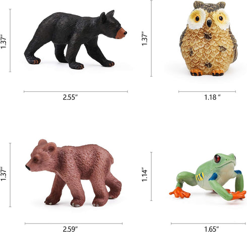 16PCS Forest Animals Baby Figures, Woodland Creatures Figurines, Miniature Toys Cake Toppers for Kids Birthday Gift