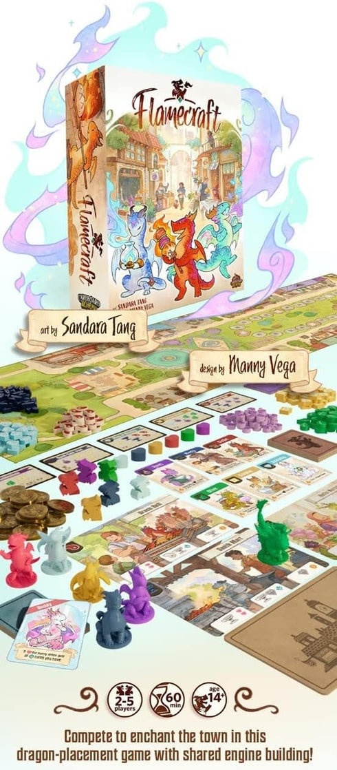 Flamecraft (Standard Edition) - A Dragon Placing Engine Builder Game for 1-5 Players