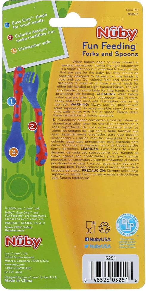 Nuby Fun Feeding Spoons & Forks 2-Pack - one size, yellow/green