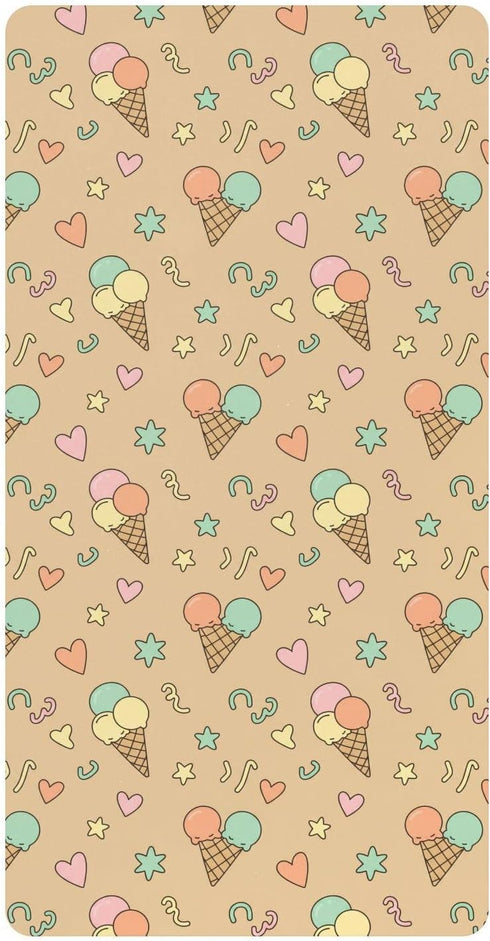 Jynexis Ice Cream Heart Beige Pattern Baby Crib Sheets, Cotton Fitted Crib Sheet,