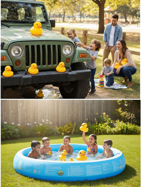 3.4 Inch 2 Swimming Pcs Kalafona Rubber Bathtub Duck/Duckie Waterproof No 'Bebe' No Hole Funny Bath Pool Toy Without