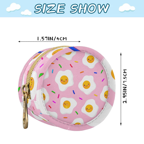 Fried Eggs Round Pacifier Storage Case with Zipper, Portable Pacifier Case for Travel, Diaper Bag & Purse, Pacifier