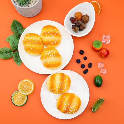 6 Gresorth PCS Artificial Sesame Bread Fake Breads Decoration Faux Sesame Dessert Cake Decor PU Material Bread Model