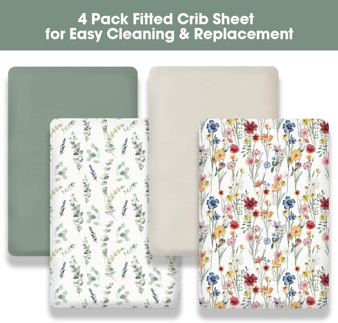 4 Pack Set, Little Grape Land Crib Sheets for Boys and Girls, Baby Neutral Crib Fitted Sheets for Standard Crib