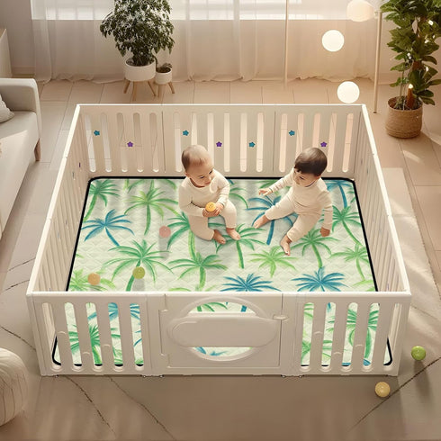 EtherSpher Summer Cozy 50'' 50''alfombra Green Palm Trees Soft Thick Baby Floor Play mat for Indoor Outdoor Breathable