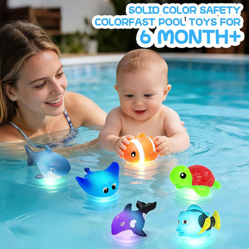 ZGLYMUS Light Up Bath Toys,No Hole Mold Free Baby Bath Toys,Ocean Animal Water-Activated Lights Flashes and Change