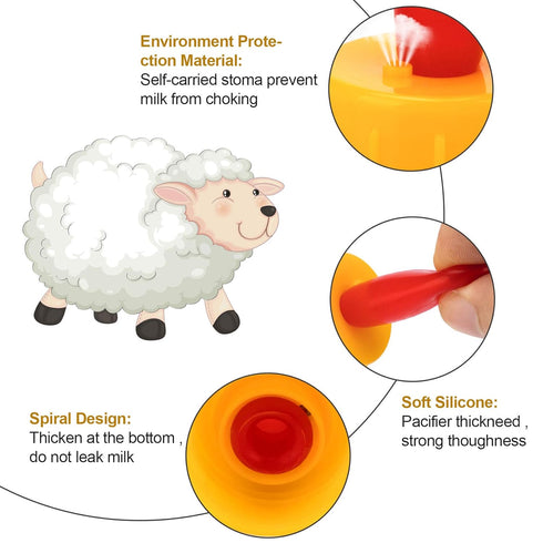 PAGOW 10PCS Nipple for Goats, Soft Rubber Pacifier for Nursing Small Animal Milk Drink, Lambs and Goat Kids