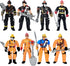 HAPTIME 8 Pieces Firefighter Action Figures, Fireman Toys for 3-7 Year Old Boys, 4-Inch Toy Figure & Playsets