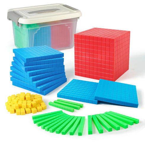 Plastic Base Ten Blocks Set, Maths Manipulatives for 2nd Grade Classrooms, Counting Cubes for Learning Maths