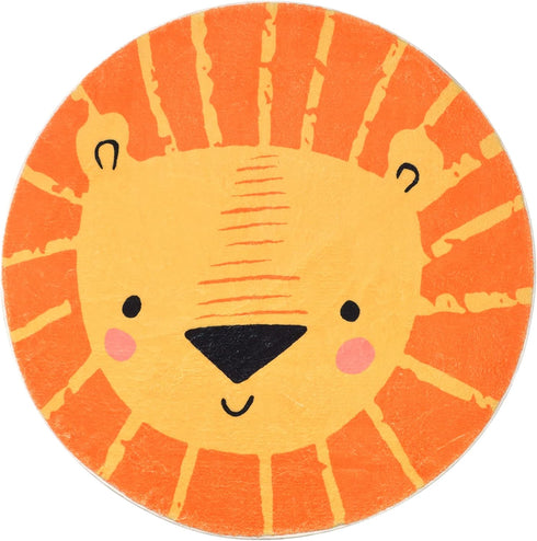4ft, ABREEZE Kids Play Rug Lion Round Area Rug Kids Nursery Door Mat Soft Plush Non-Slip Childrens Carpet for Bedroom