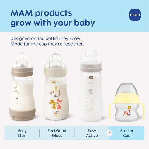 (1 Count), 4+ MAM Starter Cup Sippy Cup, Drinking Cup With Extra-Soft Spill-Free Spout and Non-Slip Handles, For Girls