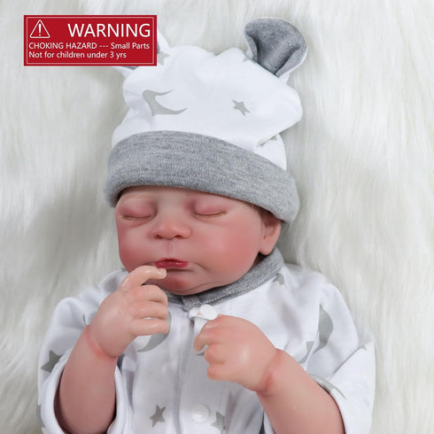 Realistic Reborn Baby Dolls Boy, 18 Inches Soft Vinyl Newborn Toy with Stars Moon Clothes, Gift for Kids