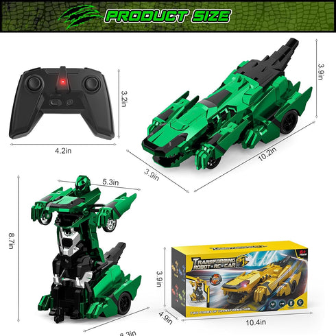 2.4Ghz 360 4-7 8-12 Kroyedfuw Dinosaur Transform Rc Cars, Remote Control Car Transforming Robot with Flashing Light