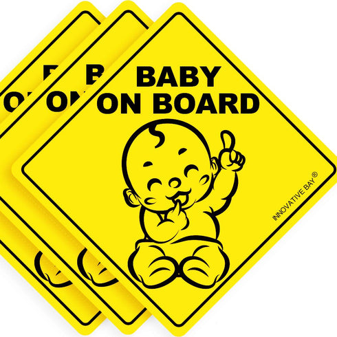 2023 Design - Baby on Board Sticker Sign (3 Pack), Baby Car Decal, US Department of Transportation Recommended Color &