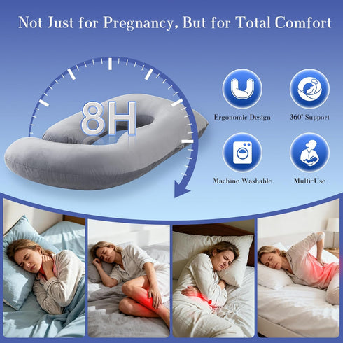 57 Inch Pregnancy Pillows for Sleeping, U Shaped Full Body Maternity Pillow with Removable Velvet Cover - Support