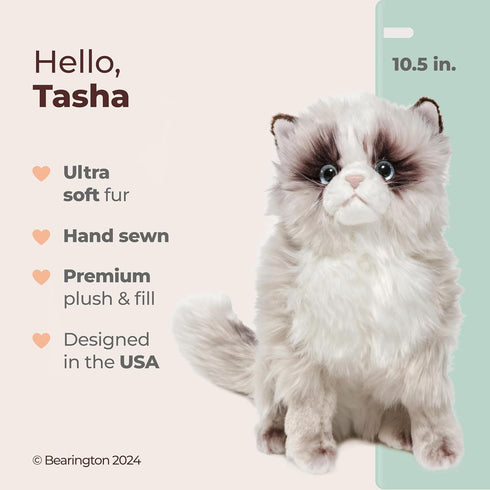 10.5" Bearington Cat Stuffed Animal - Ralistic Cat Plush Lifelike Himalayan Kitty Plushies That Look Real - Tasha