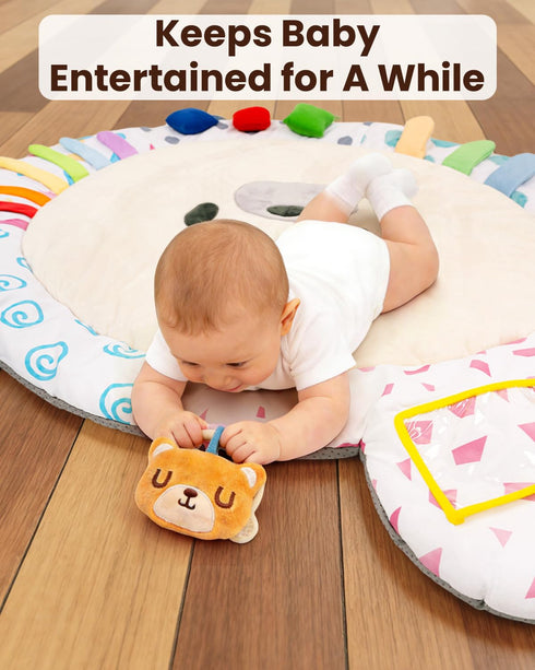5 Tummy 5 Baby Play Gym, Thickened and Non Slip Activity Mat, Developmental Zones Time Mat with Detachable Sensory Toys