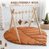 6 Razee Wooden Baby Play Gym Activity Mat, Leaf Shaped Play Mat Baby Gym with Hanging Sensory Toys Foldable Baby Gym