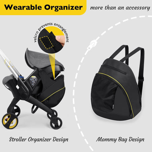 Upperkids Large Capacity Storage Bag Compatible with Doona Infant Car Seat Stroller, Easy Access Zipper Design
