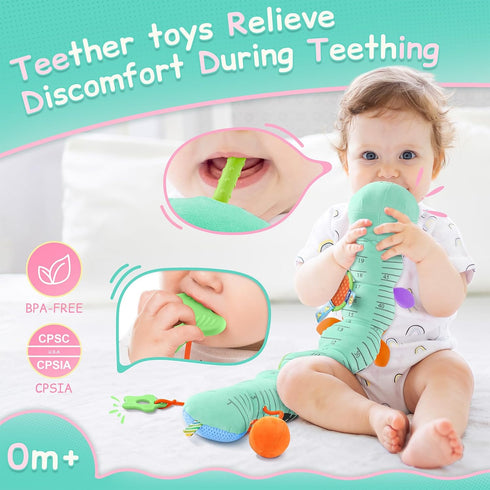 0-3-6-12 Tummy Baby Toys Sensory Musical Animal Stuffed Toy for Infant Months Time Newborn, Plush Caterpillar