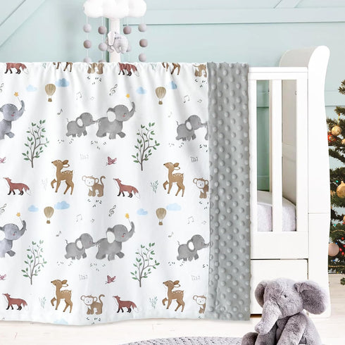 30 40 Inch BOPRIO Baby Blankets for Unisex Boys Girls, Super Soft Nursery Minky Blankets with Woodland Animal Design