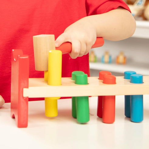 Melissa & Doug Deluxe Wooden Pound-A-Peg Toy with Hammer - FSC Certified