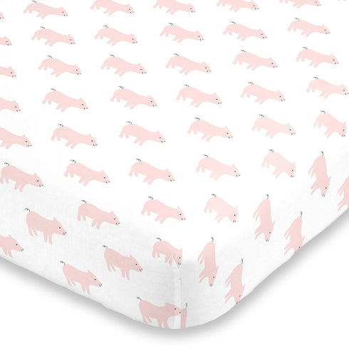 NoJo Piggy Pink & White Super Soft Mini Crib Sheet, Pink, White