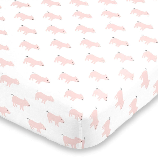 NoJo Piggy Pink & White Super Soft Mini Crib Sheet, Pink, White